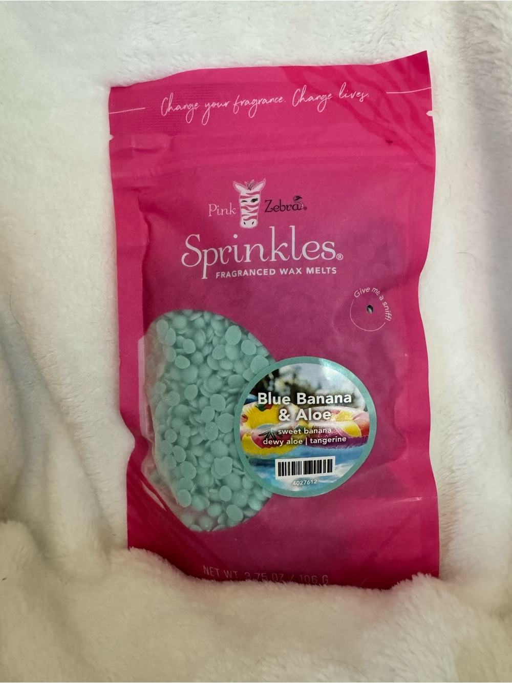 Pink Zebra Sprinkles Fragranced Wax Melts - Pink Packaging with Light Blue Melts